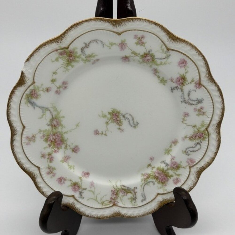 Limoges France,Haviland Plate, Hand Painted with Distribution Mark, Floral Gilt~